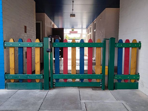 Multicoloured playground fencing