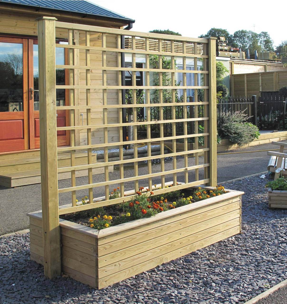 raised bed with trellis