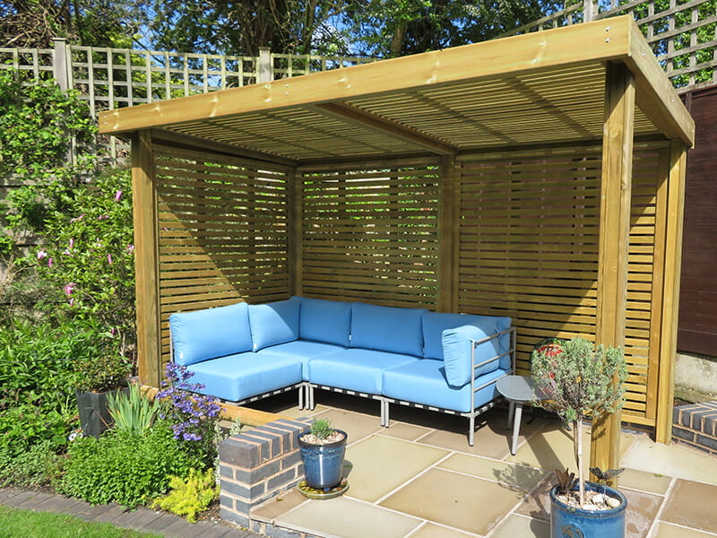 Slatted Wooden Garden Shelter | The Retreat | Jacksons Fencing