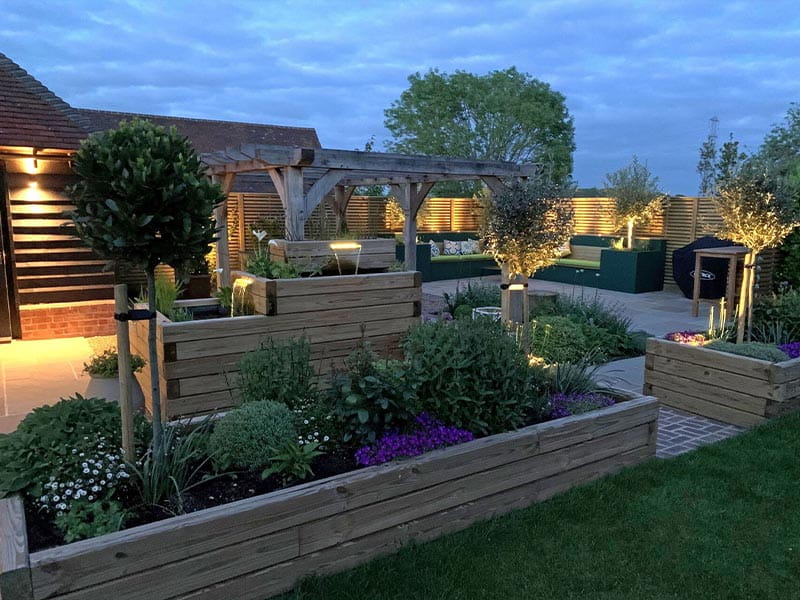 Landscaping timbers to created raised areas in UK